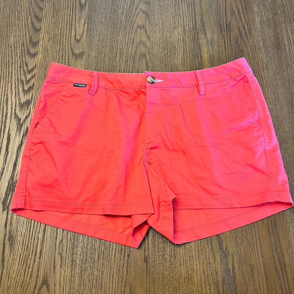 Columbia PFG Shorts Coral Cotton Blend Stretch Outdoorsy Preppy Sporty Size 14